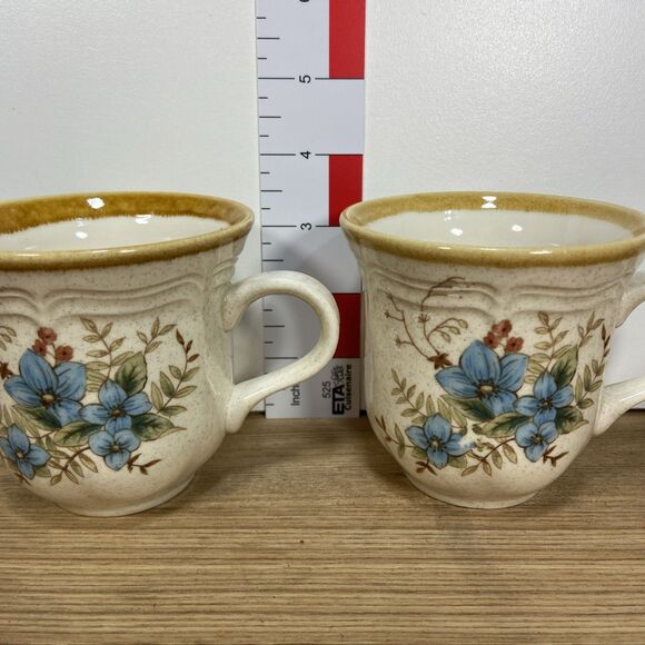 Vintage Mikasa Garden Club Day Dreams EC 461 Mugs Blue Flowers Japan Set Of 4 - Picture 8 of 10